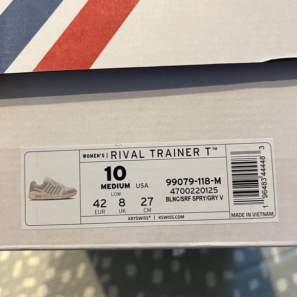 K-Swiss Rival Trainer Women's Sneakers - White and Gray - Picture 2 of 2